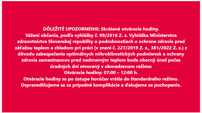 zmena otváracích hodín