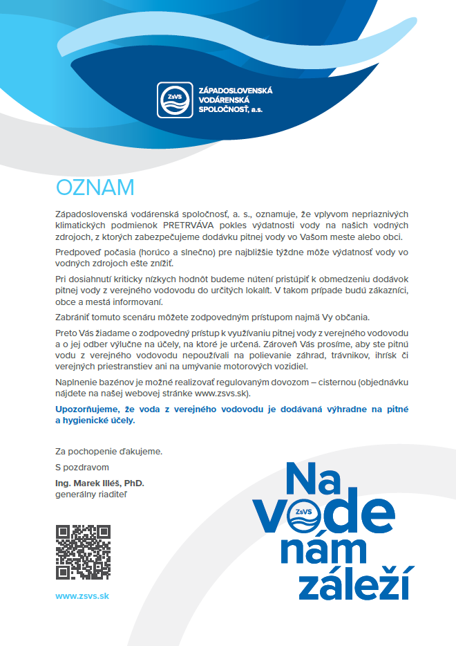 oznam vodárne