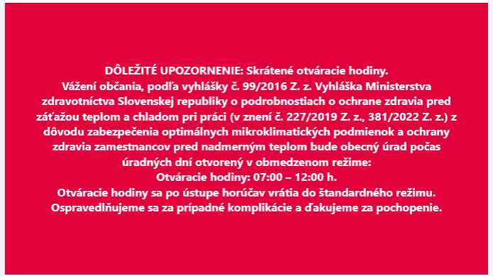zmena otváracích hodín